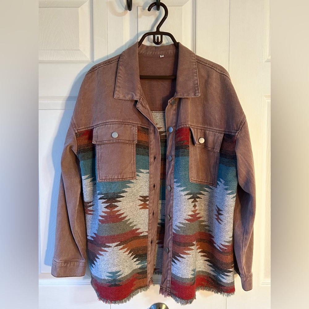 AZTEC Print Denim Jacket 🩷